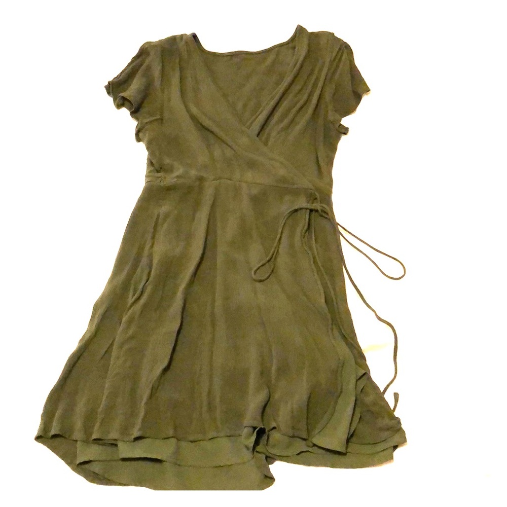 Olive green wrap dress XL